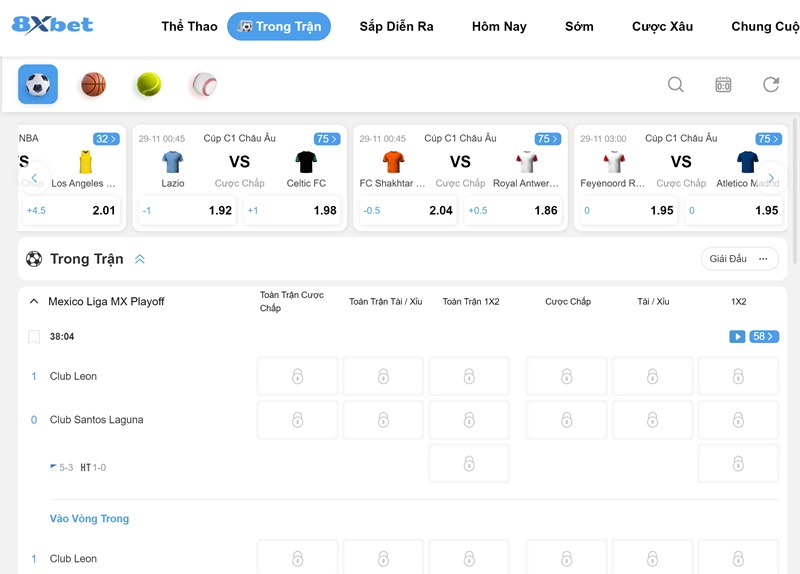 Bảng kèo nhà cái 8xbet